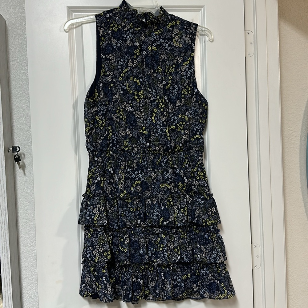 MSK Blue with Flowers Dress, Size XL